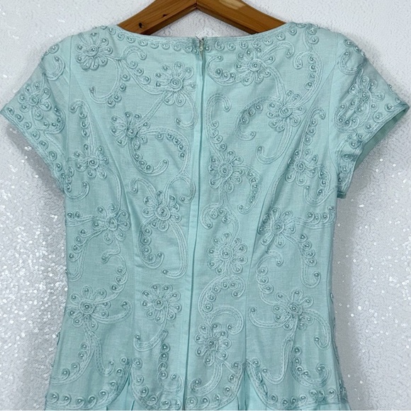 Talbots Light Blue dress Lined blend with pearl details size 4 petite - Picture 3 of 8